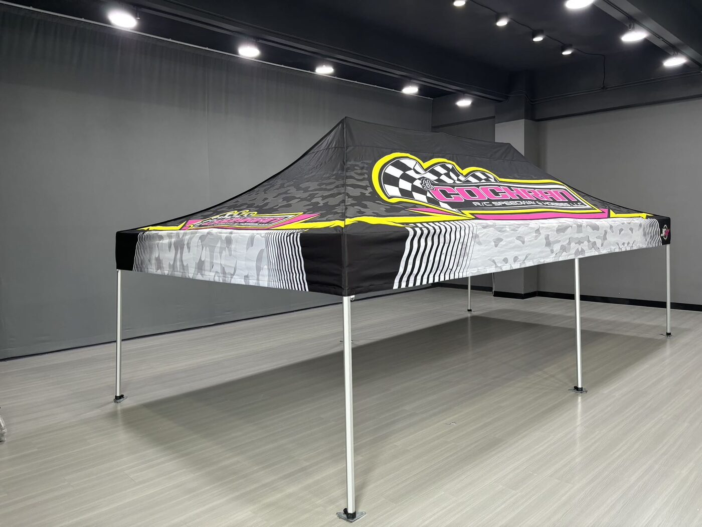 Custom black motorsports canopy
