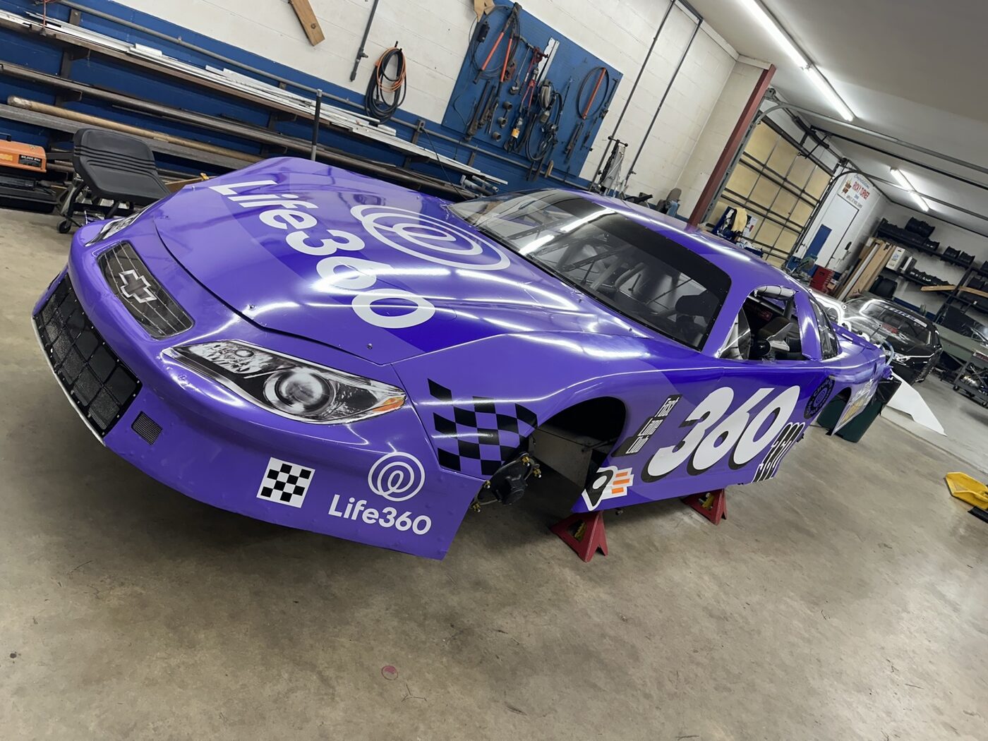 Life360 full-size race car wrap